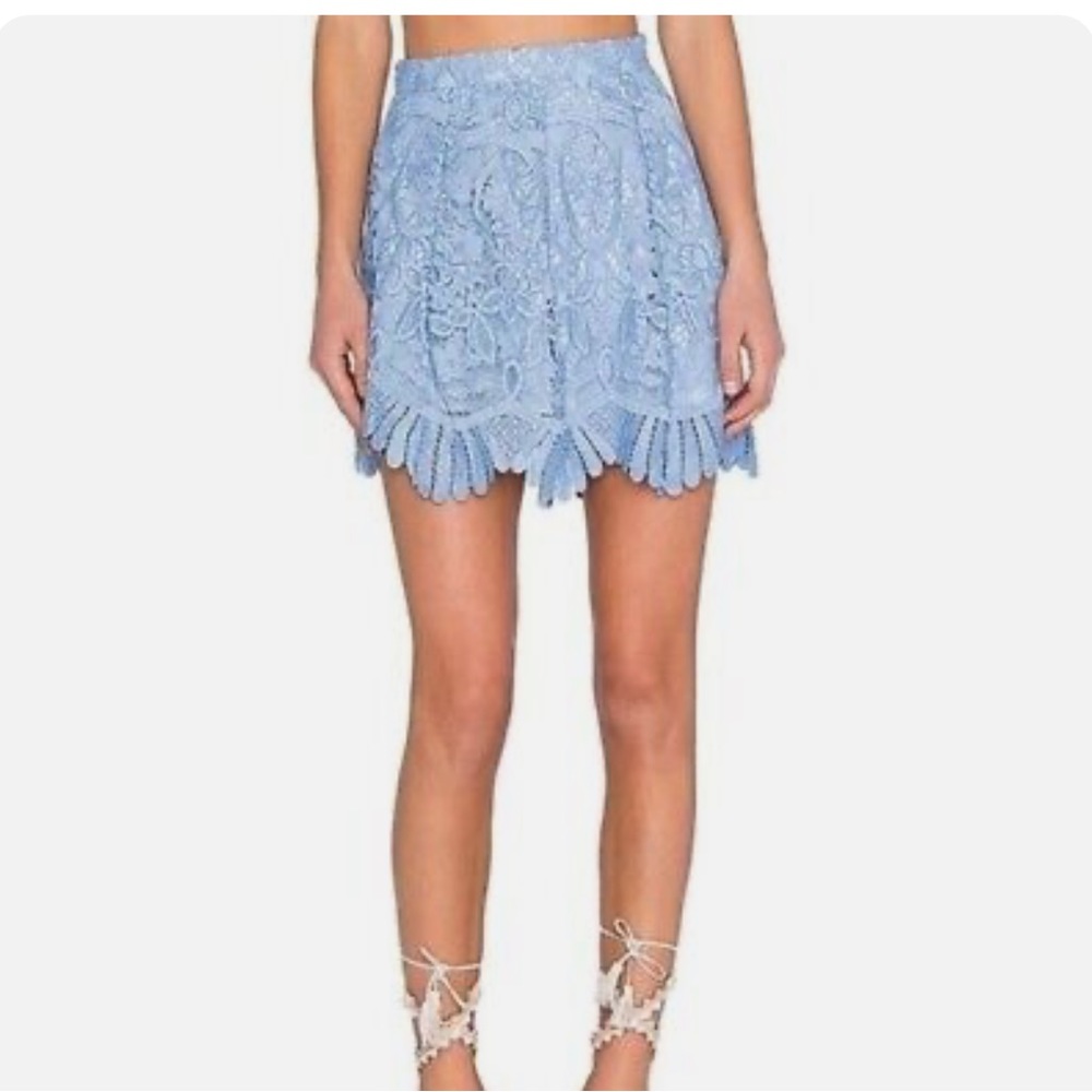Lovers & Friends Mai Tai Lace Overlay Scalloped Trim Mini Skirt